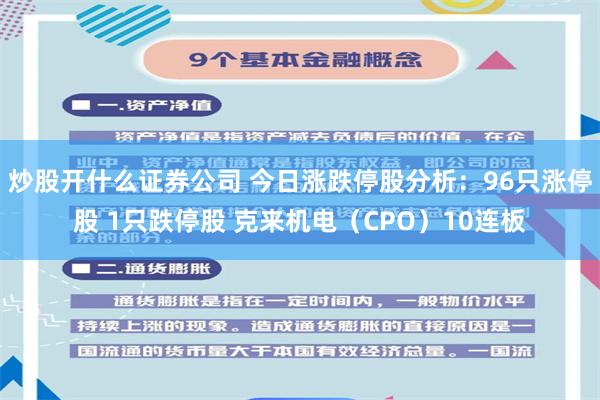 炒股开什么证券公司 今日涨跌停股分析：96只涨停股 1只跌停股 克来机电（CPO）10连板